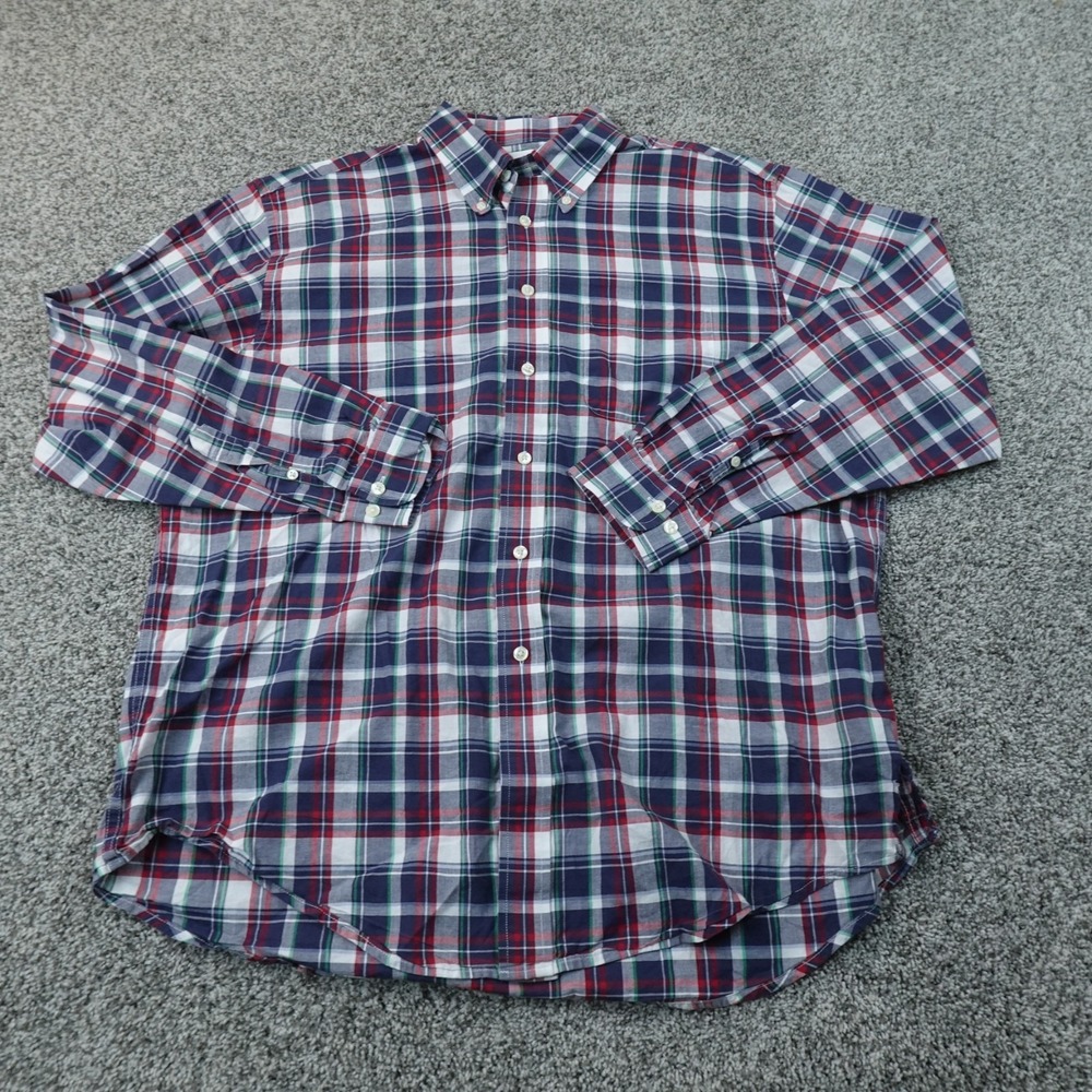 Brooks Brothers Shirt Mens L Blue Red Plaid 346 OCBD Long Sleeve Button Down Top
